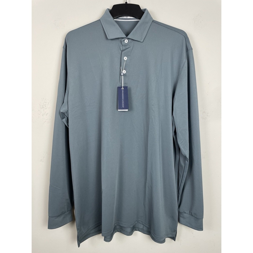 NEW Holderness & Bourne Abbott Polo Shirt Mens XXL Ivy Gray Long Sleeve Golf - Picture 2 of 9